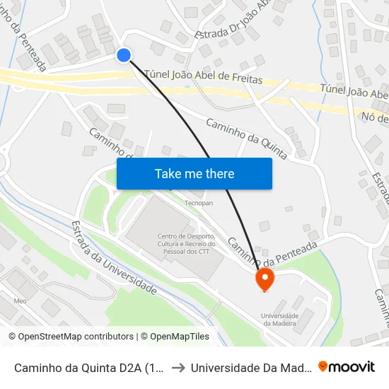 Caminho da Quinta  D2A (1192) to Universidade Da Madeira map