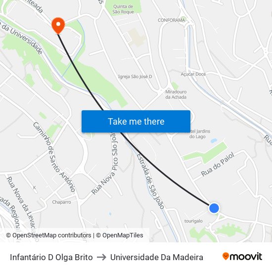 Infantário D Olga Brito to Universidade Da Madeira map