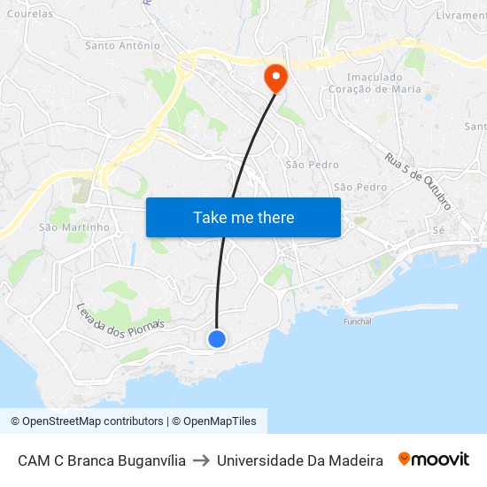 CAM C Branca  Buganvília to Universidade Da Madeira map