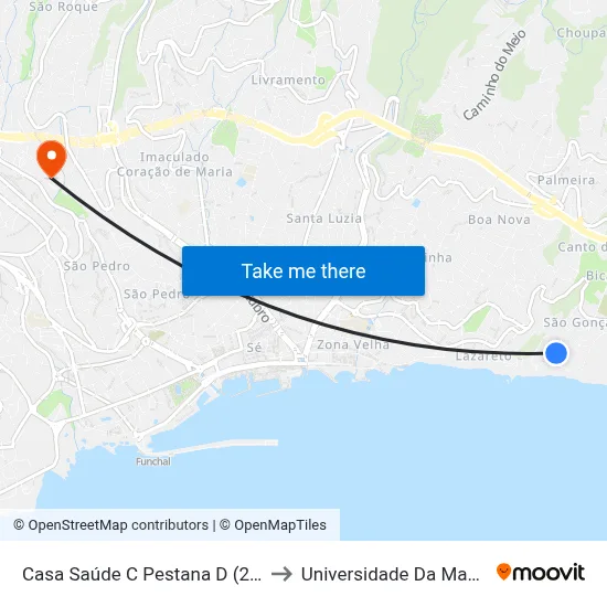 Casa Saúde C Pestana  D (292A) to Universidade Da Madeira map