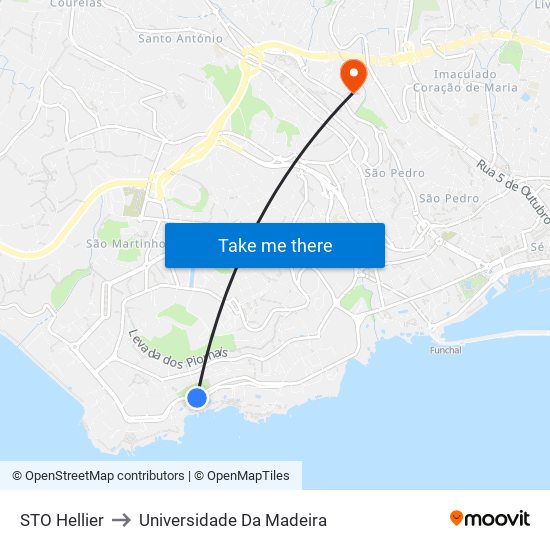 STO Hellier to Universidade Da Madeira map