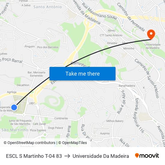 ESCL S Martinho  T-04 83 to Universidade Da Madeira map