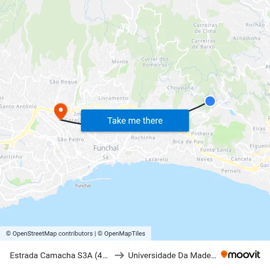 Estrada Camacha  S3A (415) to Universidade Da Madeira map