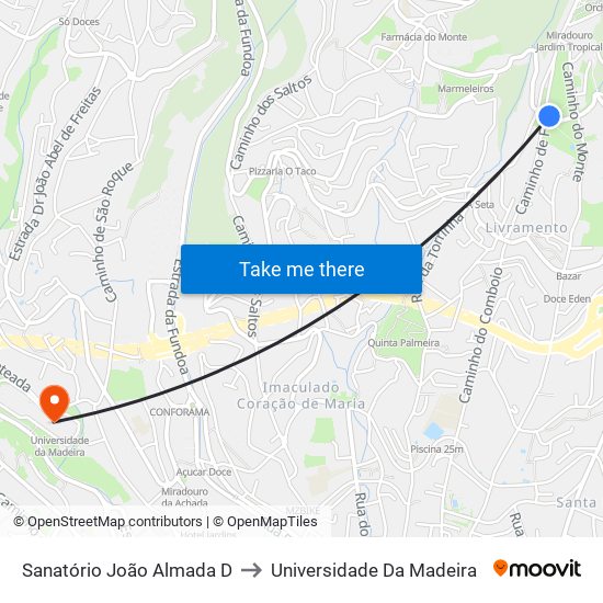 Sanatório João Almada  D to Universidade Da Madeira map