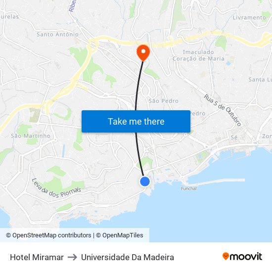 Hotel Miramar to Universidade Da Madeira map