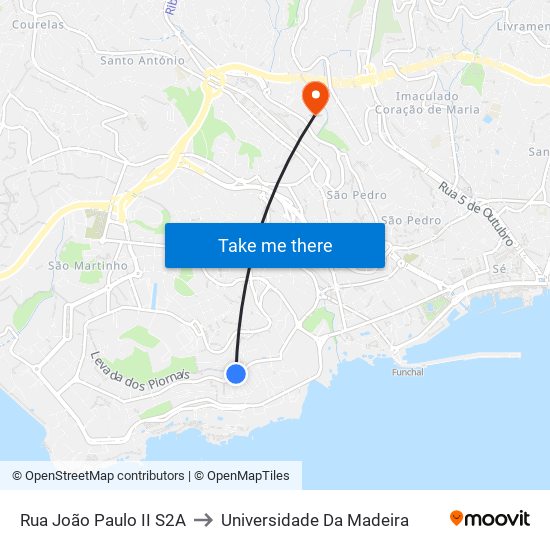 Rua João Paulo II  S2A to Universidade Da Madeira map