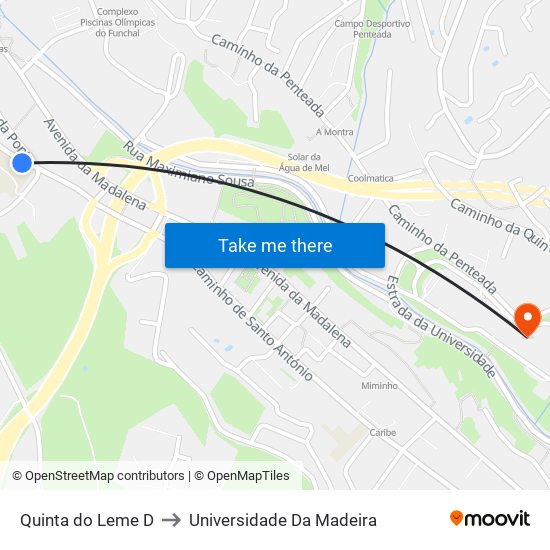 Quinta do Leme  D to Universidade Da Madeira map