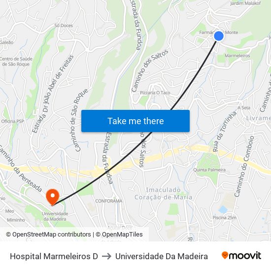 Hospital Marmeleiros  D to Universidade Da Madeira map