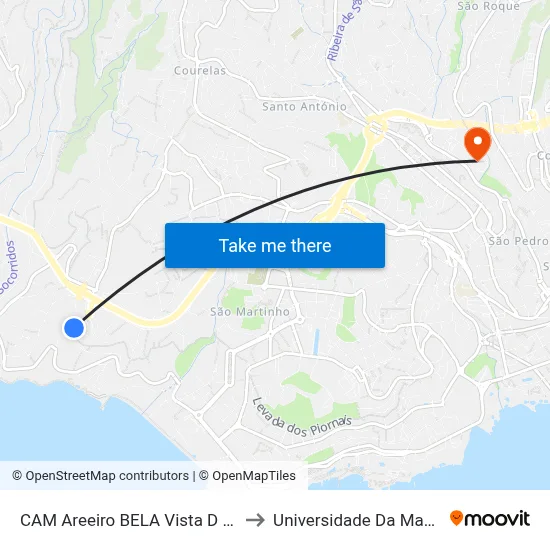CAM Areeiro  BELA Vista D (894) to Universidade Da Madeira map