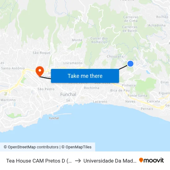 Tea House  CAM Pretos  D (386) to Universidade Da Madeira map