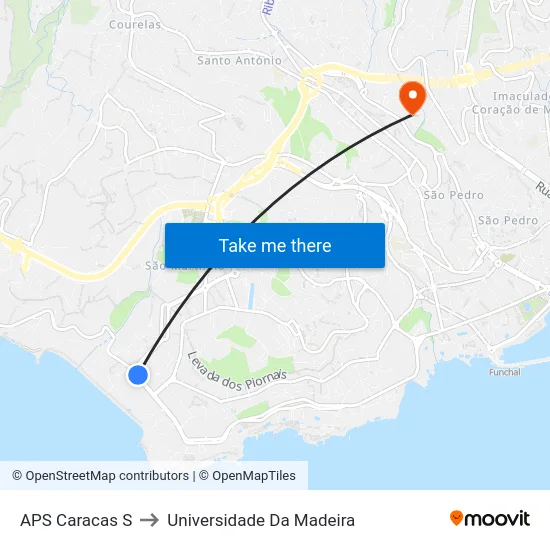 APS Caracas  S to Universidade Da Madeira map