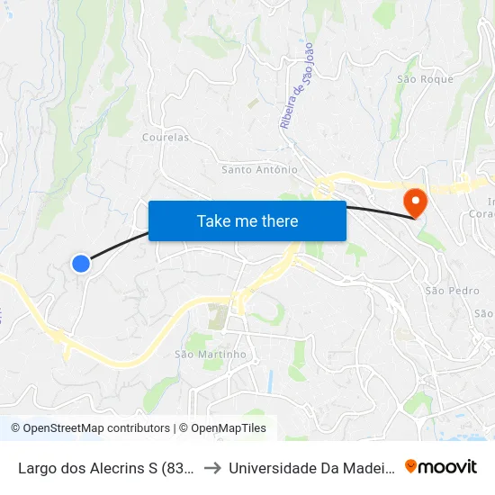 Largo dos Alecrins  S (839) to Universidade Da Madeira map