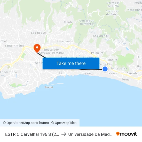 ESTR C Carvalhal  196  S (213) to Universidade Da Madeira map
