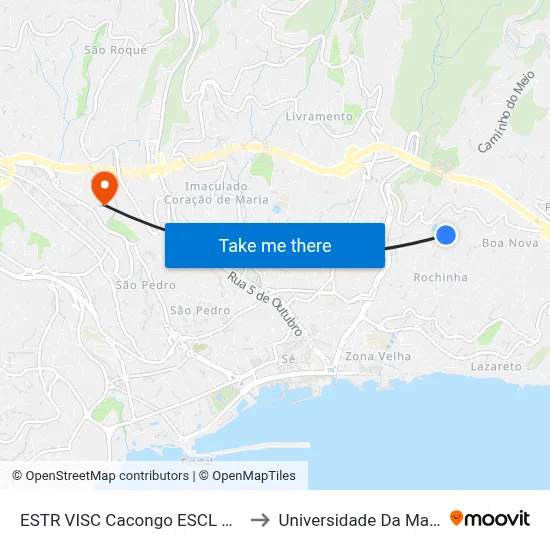 ESTR VISC Cacongo  ESCL D (246) to Universidade Da Madeira map