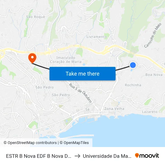 ESTR B Nova  EDF B Nova D (346) to Universidade Da Madeira map