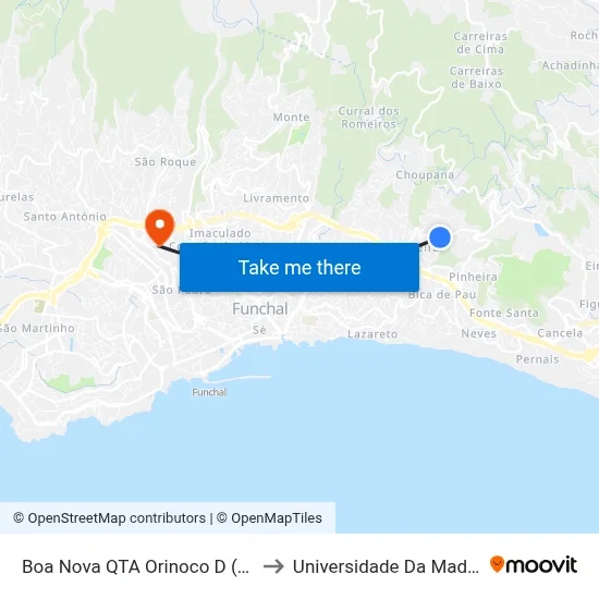 Boa Nova  QTA Orinoco  D (364) to Universidade Da Madeira map