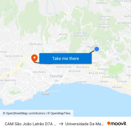 CAM São João Latrão  D7A (390) to Universidade Da Madeira map