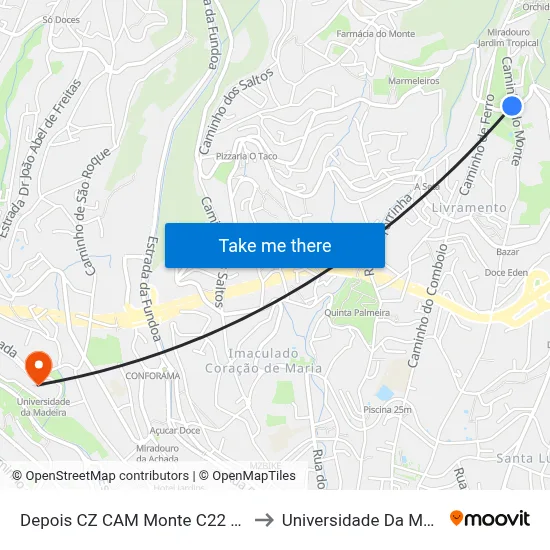 Depois CZ CAM Monte C22 D (570) to Universidade Da Madeira map