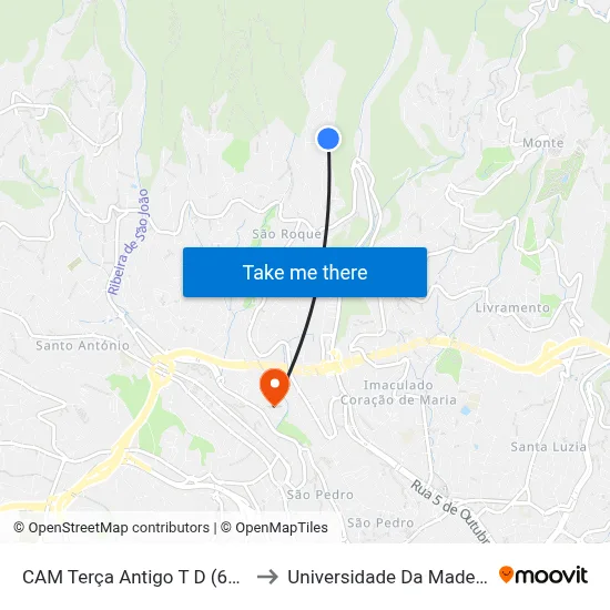 CAM Terça  Antigo T  D (600) to Universidade Da Madeira map