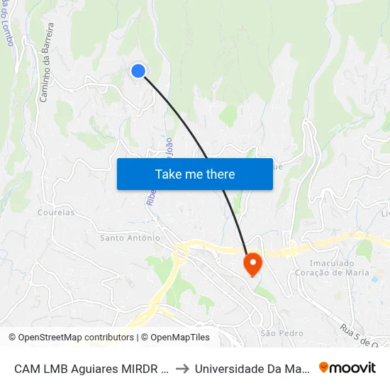 CAM LMB Aguiares  MIRDR (631) to Universidade Da Madeira map