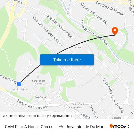 CAM Pilar  A Nossa Casa (743) to Universidade Da Madeira map