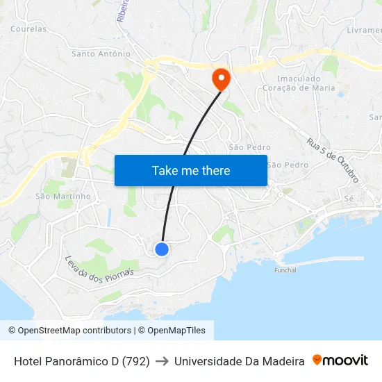 Hotel Panorâmico  D (792) to Universidade Da Madeira map