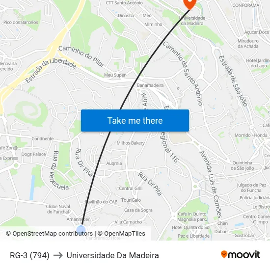 RG-3 (794) to Universidade Da Madeira map