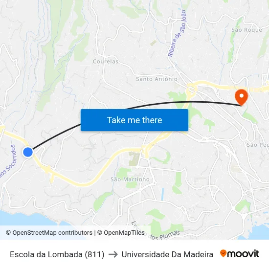 Escola da Lombada (811) to Universidade Da Madeira map