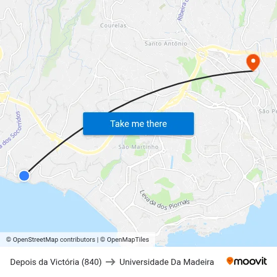 Depois da Victória (840) to Universidade Da Madeira map