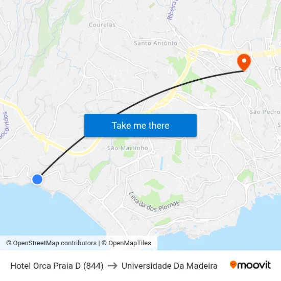 Hotel Orca Praia  D (844) to Universidade Da Madeira map