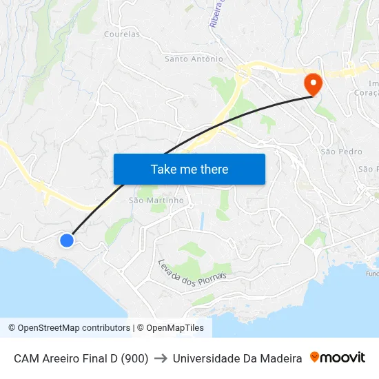 CAM Areeiro  Final  D (900) to Universidade Da Madeira map