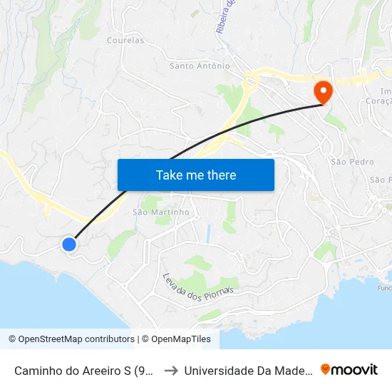 Caminho do Areeiro  S (903) to Universidade Da Madeira map