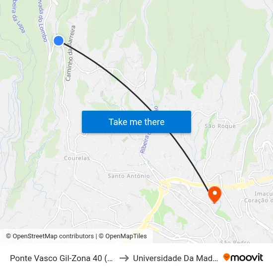 Ponte Vasco Gil-Zona 40 (907) to Universidade Da Madeira map