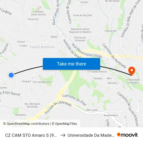 CZ CAM STO Amaro  S (941) to Universidade Da Madeira map