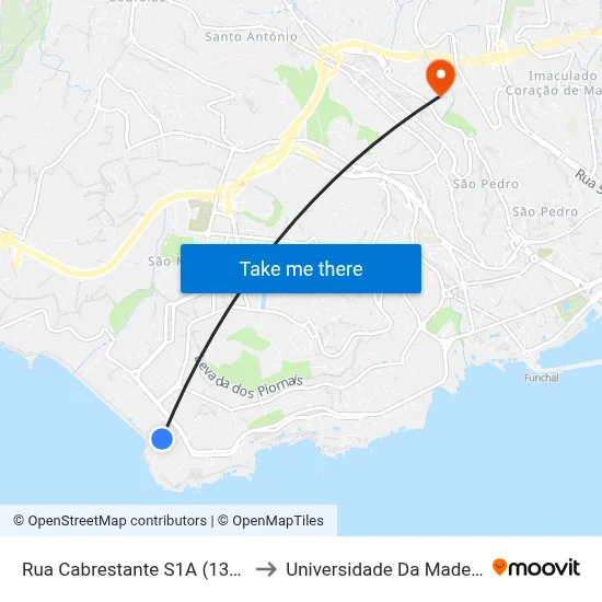 Rua Cabrestante  S1A (1347) to Universidade Da Madeira map