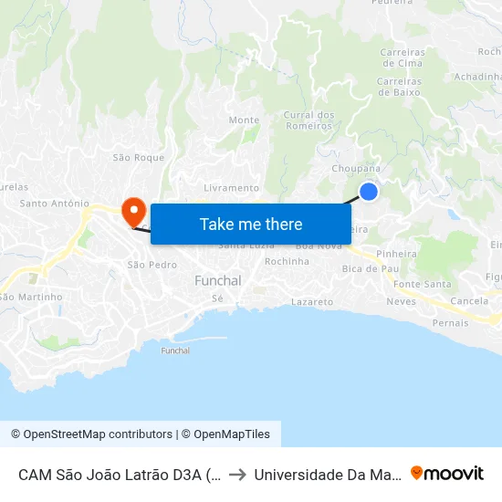 CAM São João Latrão  D3A (390D) to Universidade Da Madeira map