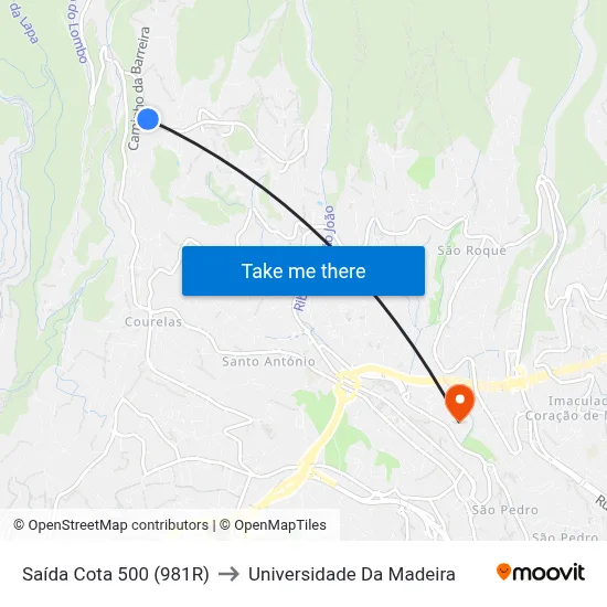 Saída Cota 500 (981R) to Universidade Da Madeira map
