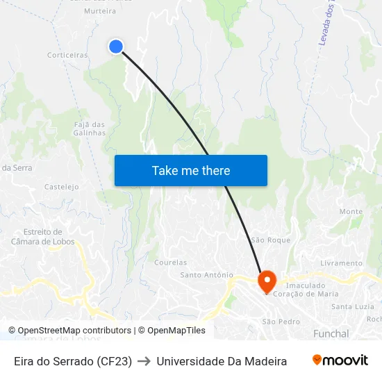 Eira do Serrado (CF23) to Universidade Da Madeira map