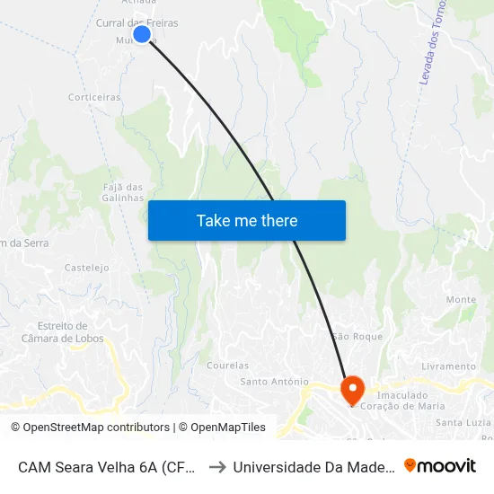 CAM Seara Velha  6A (CF26) to Universidade Da Madeira map
