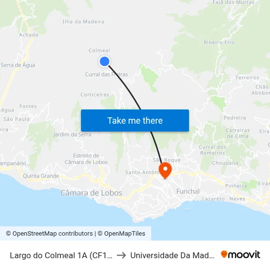 Largo do Colmeal  1A (CF19B) to Universidade Da Madeira map