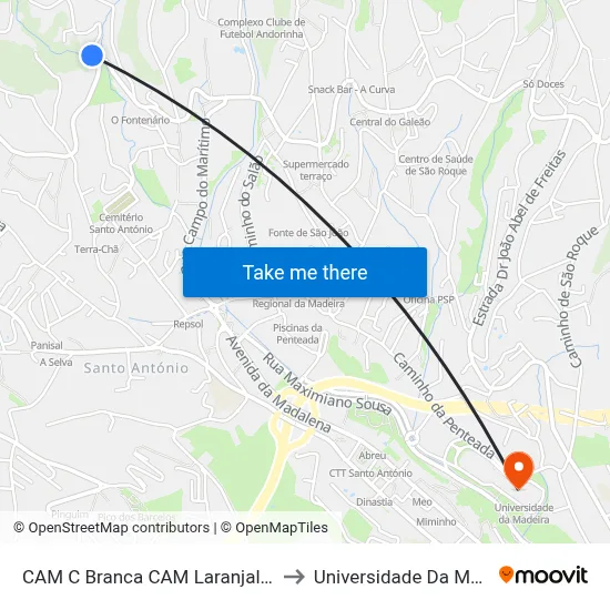 CAM C Branca CAM Laranjal (1655) to Universidade Da Madeira map