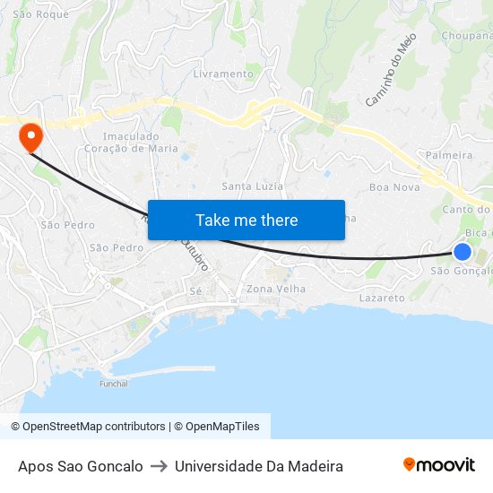 Apos Sao Goncalo to Universidade Da Madeira map