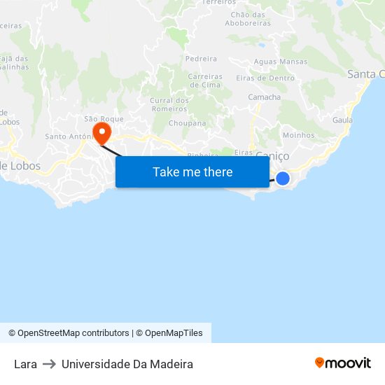 Lara to Universidade Da Madeira map