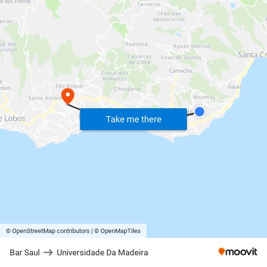 Bar Saul to Universidade Da Madeira map