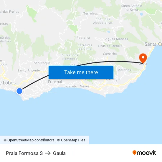 Praia Formosa  S (857A) to Gaula map