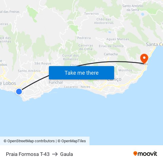 Praia Formosa  T-43 to Gaula map