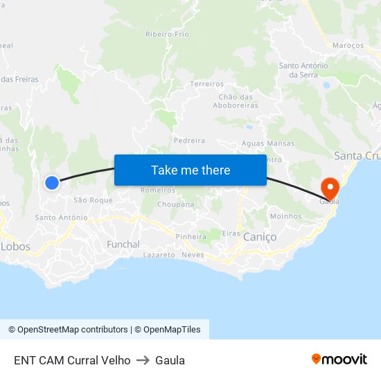 ENT CAM Curral Velho to Gaula map