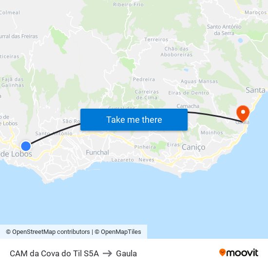 CAM da Cova do Til  S5A to Gaula map
