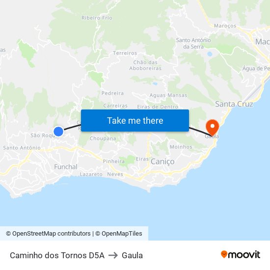 Caminho dos Tornos  D5A to Gaula map