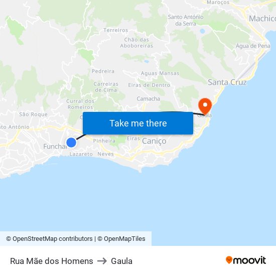 Rua Mãe dos Homens to Gaula map